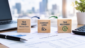 Company tax loss carry back and tax recovery
